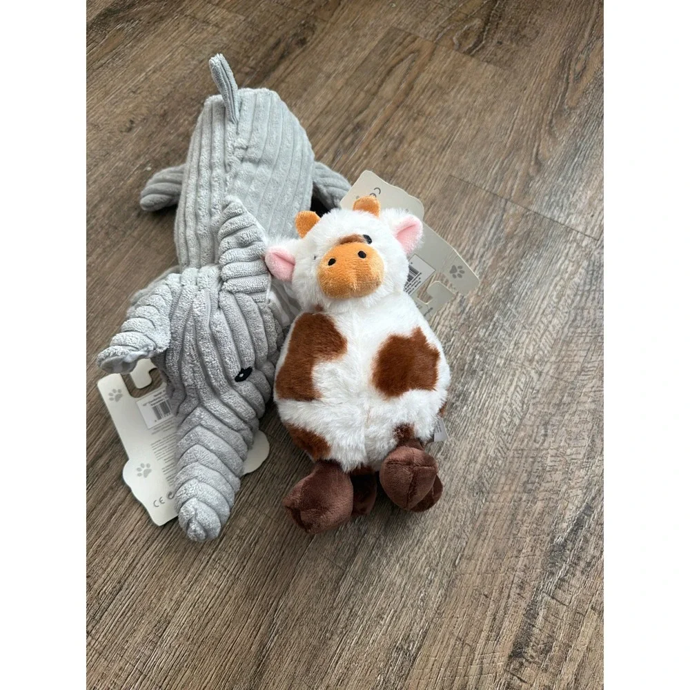 Giftable World Pet Toy Bundle‎ 12in Corduroy Elephant and 8in Spotted Cow NWT